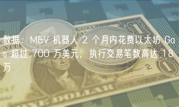 数据：MEV 机器人 2 个月内花费以太坊 Gas 超过 700 万美元，执行交易笔数高达 18 万
