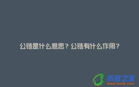 公链是什么意思？公链有什么作用？
