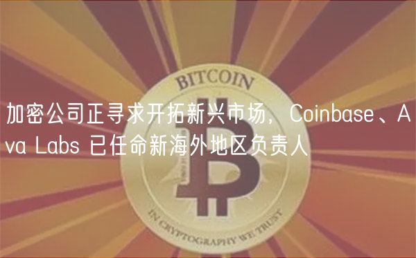加密公司正寻求开拓新兴市场,Coinbase、Ava Labs 已任命新海外地区负责人