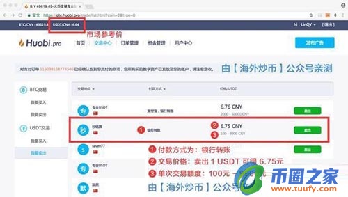 火币网币币如何转法币？usdt兑换提现人民币教程插图1