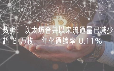 数据:以太坊合并以来流通量已减少超 8 万枚,年化通缩率 0.11%