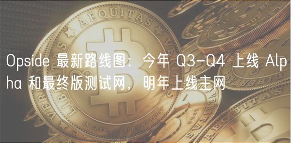Opside 最新路线图：今年 Q3-Q4 上线 Alpha 和最终版测试网，明年上线主网