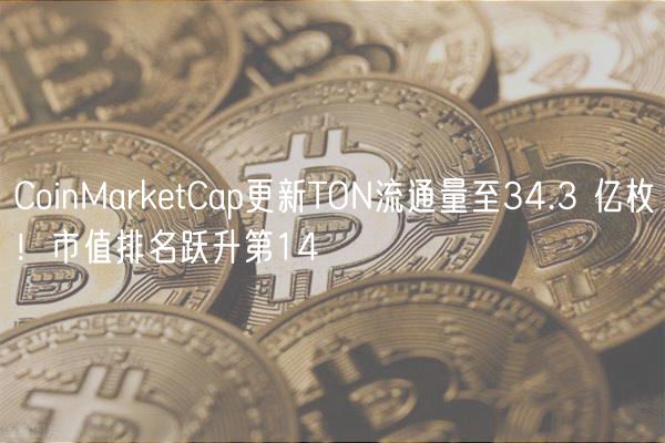 CoinMarketCap更新TON流通量至34.3 亿枚！市值排名跃升第14