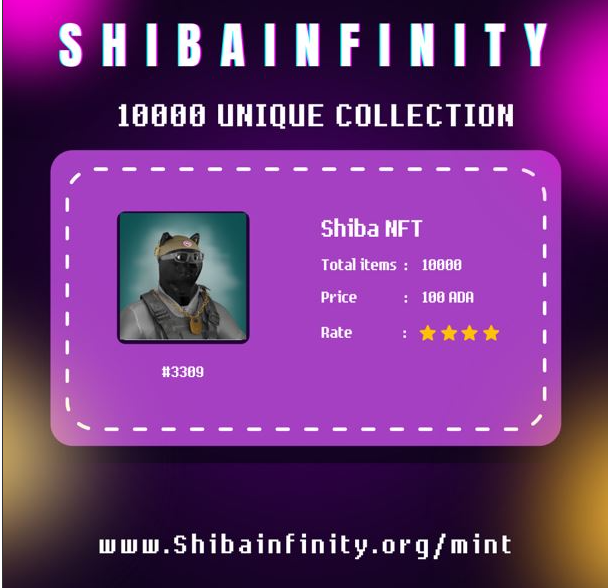 Shibainfinity开始公开铸造Shiba NFT，加入即可成为持有者